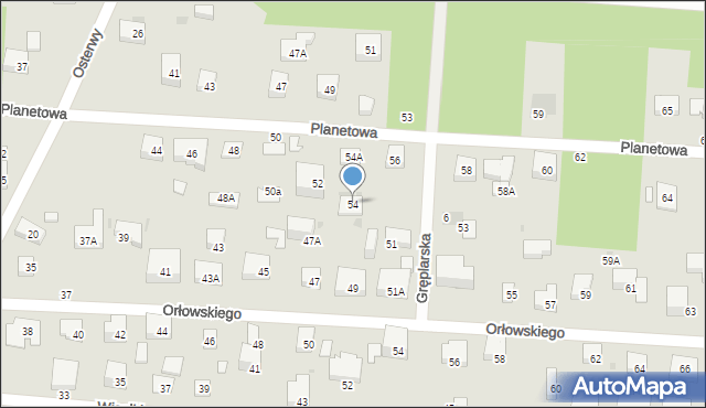 Warszawa, Planetowa, 54, mapa Warszawy