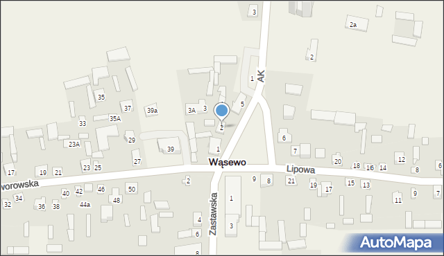 Wąsewo, Plac Kłobukowskiego Mieczysława, ks., 2, mapa Wąsewo