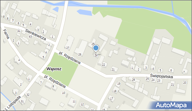 Wąsosz, Plac Rzędziana, 24, mapa Wąsosz