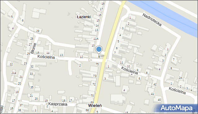 Wieleń, Plac Powstańców Wielkopolskich, 8, mapa Wieleń