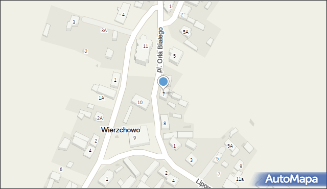 Wierzchowo, Plac Orła Białego, 7, mapa Wierzchowo