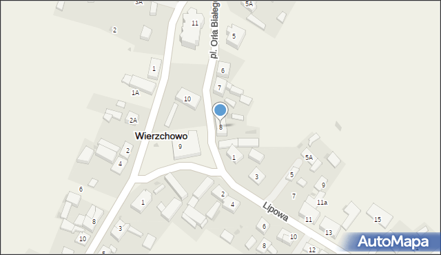 Wierzchowo, Plac Orła Białego, 8, mapa Wierzchowo