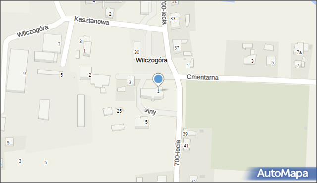 Wilczogóra, Plac Kościelny, 1, mapa Wilczogóra