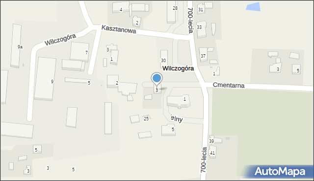 Wilczogóra, Plac Kościelny, 3, mapa Wilczogóra