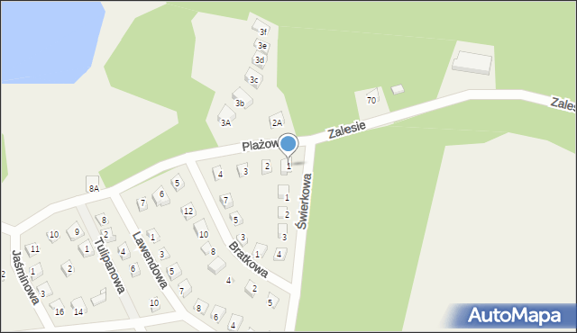 Wilkasy, Plażowa, 1, mapa Wilkasy