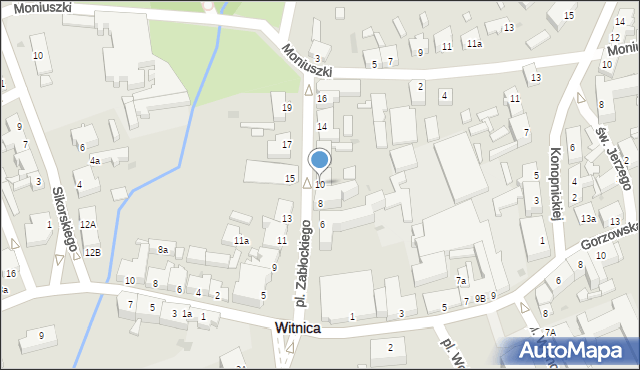 Witnica, Plac Zabłockiego Andrzeja, 10, mapa Witnica