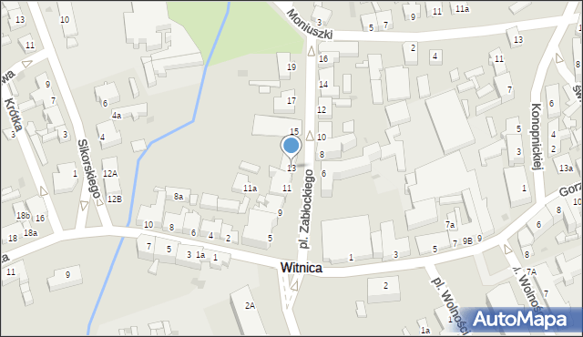 Witnica, Plac Zabłockiego Andrzeja, 13, mapa Witnica