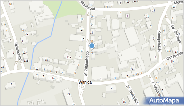 Witnica, Plac Zabłockiego Andrzeja, 6, mapa Witnica