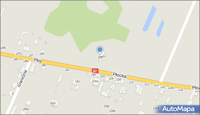 Włocławek, Płocka, 209, mapa Włocławka