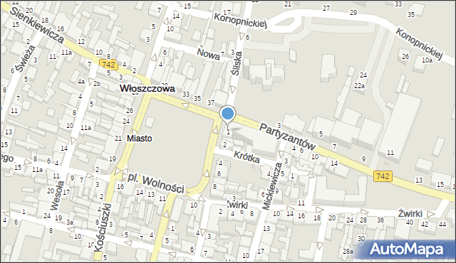 Włoszczowa, Plac Wolności, 1, mapa Włoszczowa