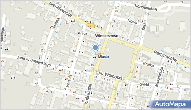 Włoszczowa, Plac Wolności, 22, mapa Włoszczowa