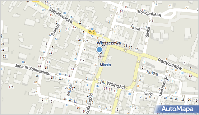 Włoszczowa, Plac Wolności, 24, mapa Włoszczowa