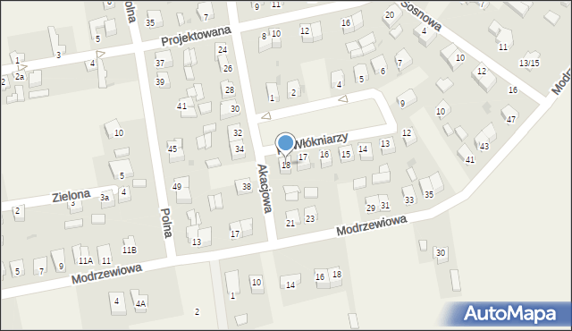 Wola Moszczenicka, Plac Włókniarzy, 18, mapa Wola Moszczenicka