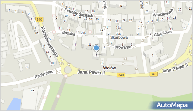Wołów, Plac Szkolny, 3, mapa Wołów