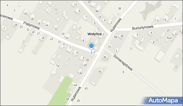 Wołyńce, Platynowa, 1, mapa Wołyńce