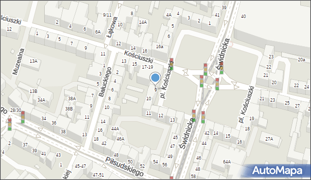 Wrocław, Plac Kościuszki Tadeusza, gen., 9, mapa Wrocławia