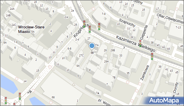 Wrocław, Plac Wolności, 9B, mapa Wrocławia