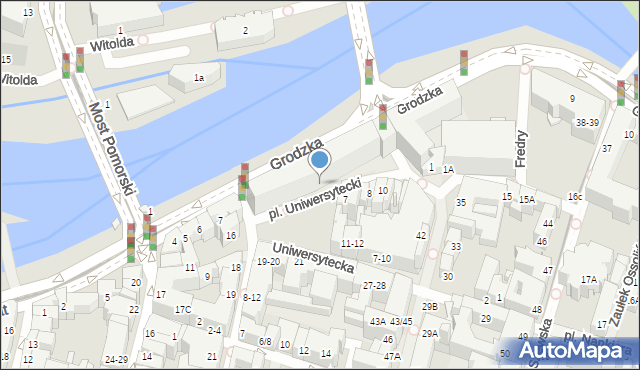 Wrocław, Plac Uniwersytecki, 1, mapa Wrocławia