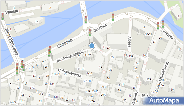 Wrocław, Plac Uniwersytecki, 11, mapa Wrocławia