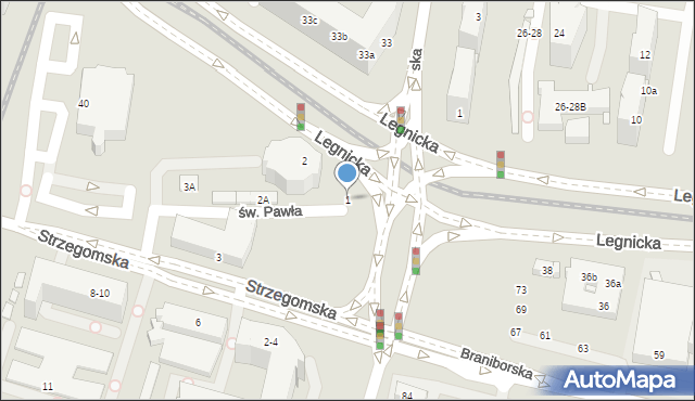 Wrocław, Plac Strzegomski, 1, mapa Wrocławia