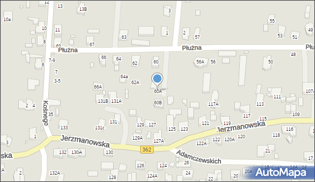 Wrocław, Płużna, 60A, mapa Wrocławia