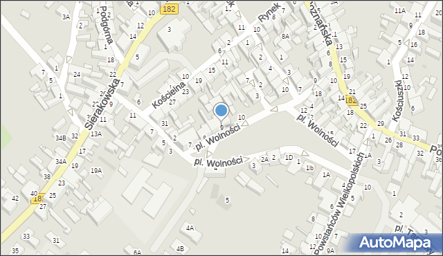 Wronki, Plac Wolności, 9, mapa Wronki