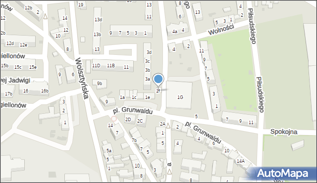 Wschowa, Plac Grunwaldu, 1f, mapa Wschowa