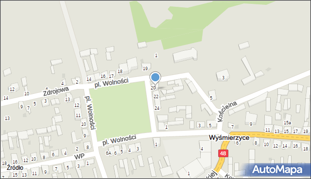 Wyśmierzyce, Plac Wolności, 21, mapa Wyśmierzyce