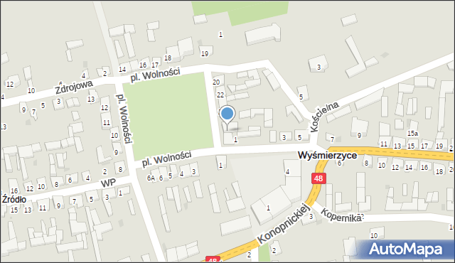 Wyśmierzyce, Plac Wolności, 25, mapa Wyśmierzyce