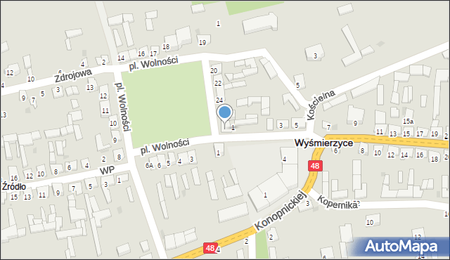 Wyśmierzyce, Plac Wolności, 26, mapa Wyśmierzyce