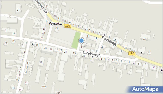 Wysoka, Plac Powstańców Wielkopolskich, 1, mapa Wysoka