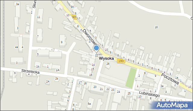 Wysoka, Plac Powstańców Wielkopolskich, 12, mapa Wysoka