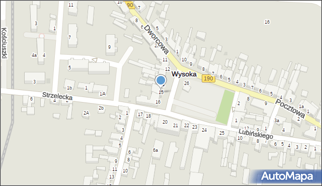 Wysoka, Plac Powstańców Wielkopolskich, 15, mapa Wysoka