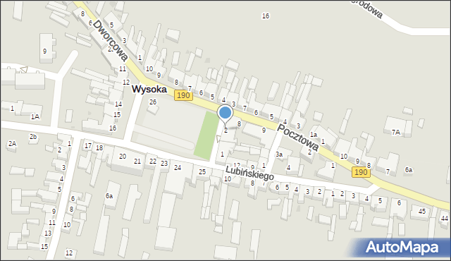 Wysoka, Plac Powstańców Wielkopolskich, 2, mapa Wysoka