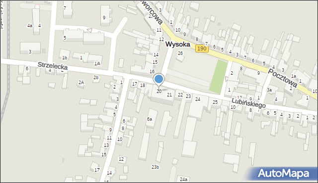 Wysoka, Plac Powstańców Wielkopolskich, 20, mapa Wysoka