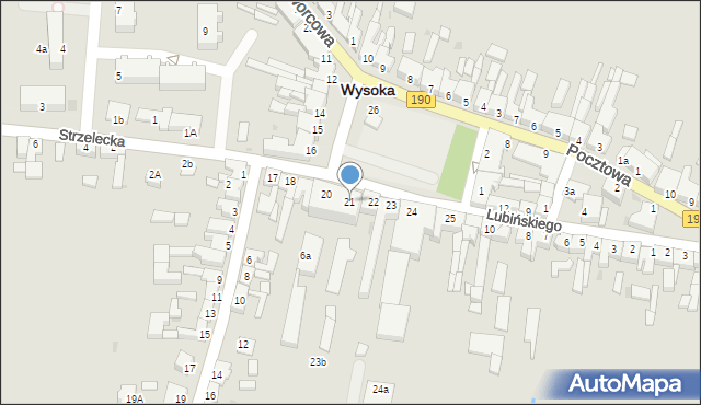 Wysoka, Plac Powstańców Wielkopolskich, 21, mapa Wysoka