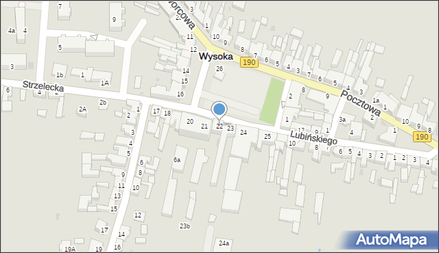 Wysoka, Plac Powstańców Wielkopolskich, 22, mapa Wysoka