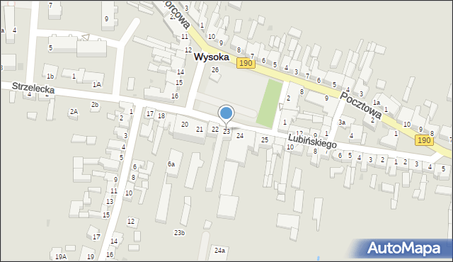 Wysoka, Plac Powstańców Wielkopolskich, 23, mapa Wysoka