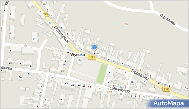 Wysoka, Plac Powstańców Wielkopolskich, 7, mapa Wysoka