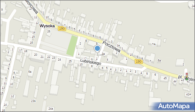 Wysoka, Plac Studzienny, 2, mapa Wysoka