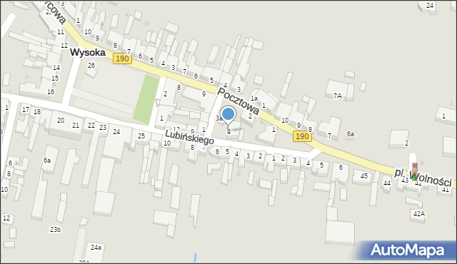 Wysoka, Plac Studzienny, 4, mapa Wysoka