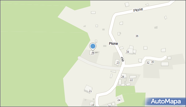 Żabnica, Płone, 25, mapa Żabnica