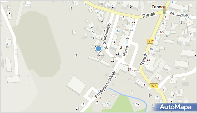 Żabno, Plac Grunwaldzki, 10, mapa Żabno