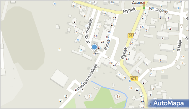 Żabno, Plac Grunwaldzki, 12, mapa Żabno