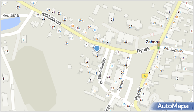 Żabno, Plac Grunwaldzki, 2, mapa Żabno