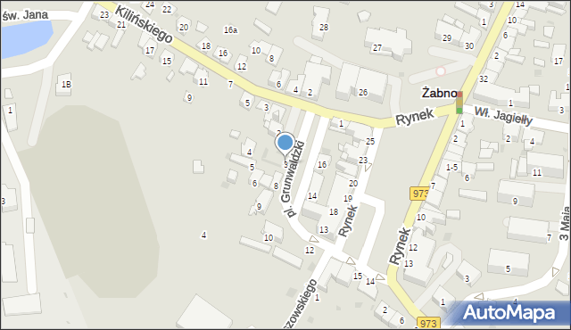 Żabno, Plac Grunwaldzki, 3, mapa Żabno