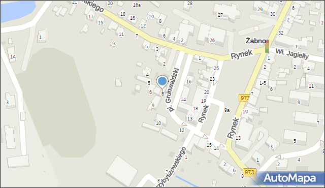 Żabno, Plac Grunwaldzki, 8, mapa Żabno