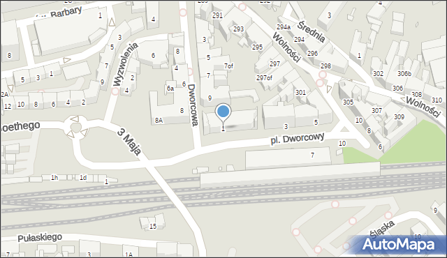 Zabrze, Plac Dworcowy, 1, mapa Zabrza