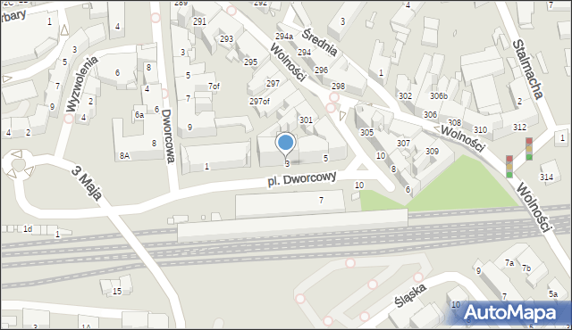 Zabrze, Plac Dworcowy, 3, mapa Zabrza