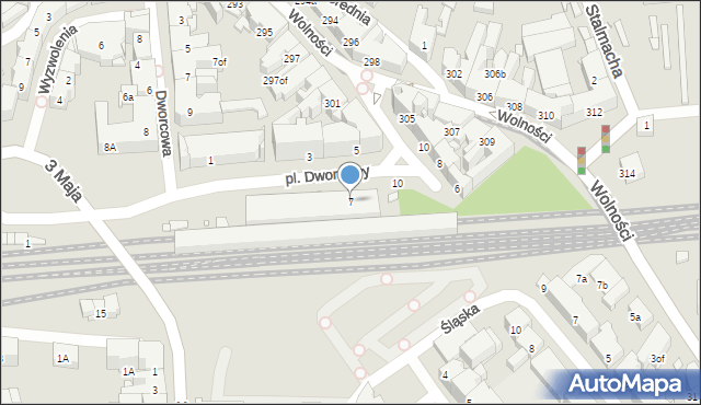 Zabrze, Plac Dworcowy, 7, mapa Zabrza